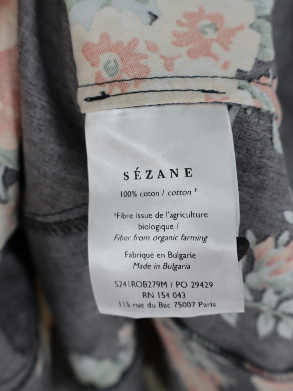 Sézane Solitta Dress Pila Print Black Floral Cotton Mini Dress Size 8 FR 40 - Picture 6 of 15